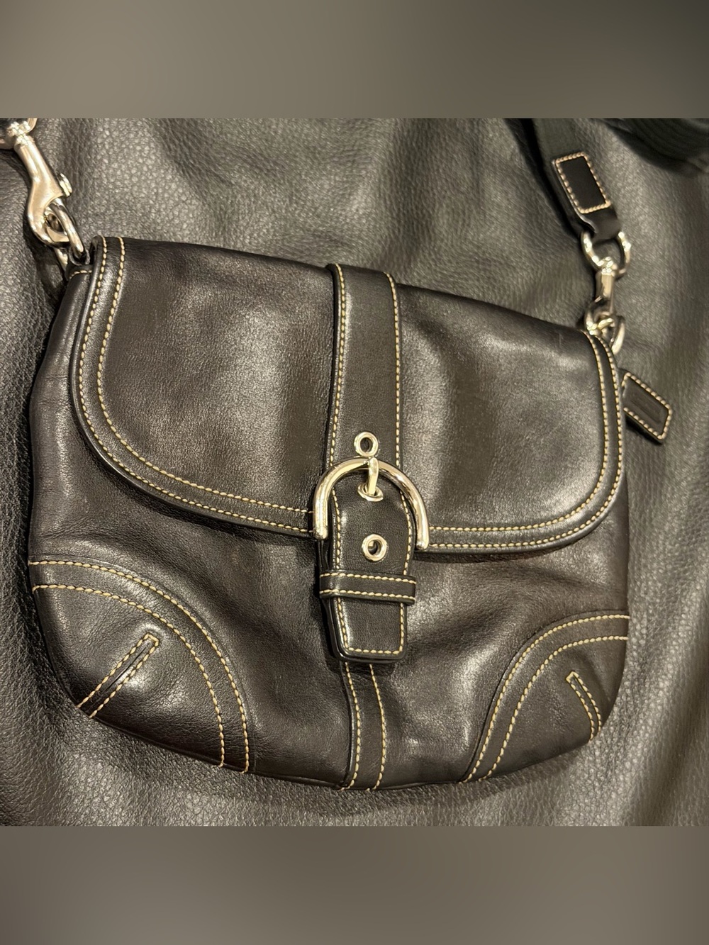 Vintage Coach Soho Black Leather Crossbody With Front Flap Y2K